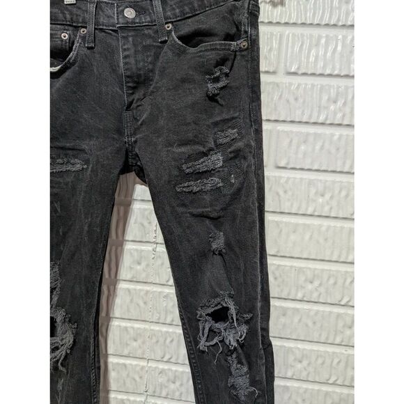 Levi Strauss & Co. Men's Black Mid-Rise Distressed 511 Jeans Size 31 x 32 - Picture 2 of 8